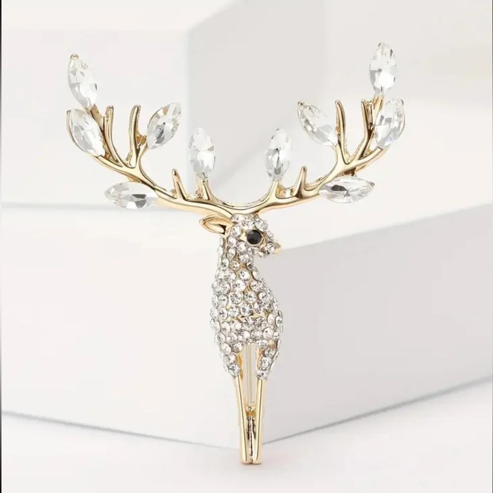NEW! Elegant Rhinestone Deer Antler Brooch Pin 🦌 Deer Brooch (A0-17)